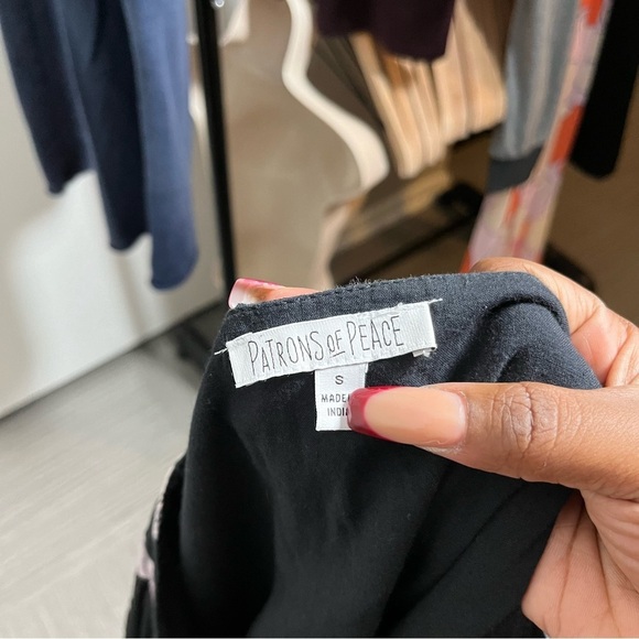 Patrons of Peace Women Maxi Dress Small Black Dark Moody Floral Wrap Tie Waist - Picture 7 of 12